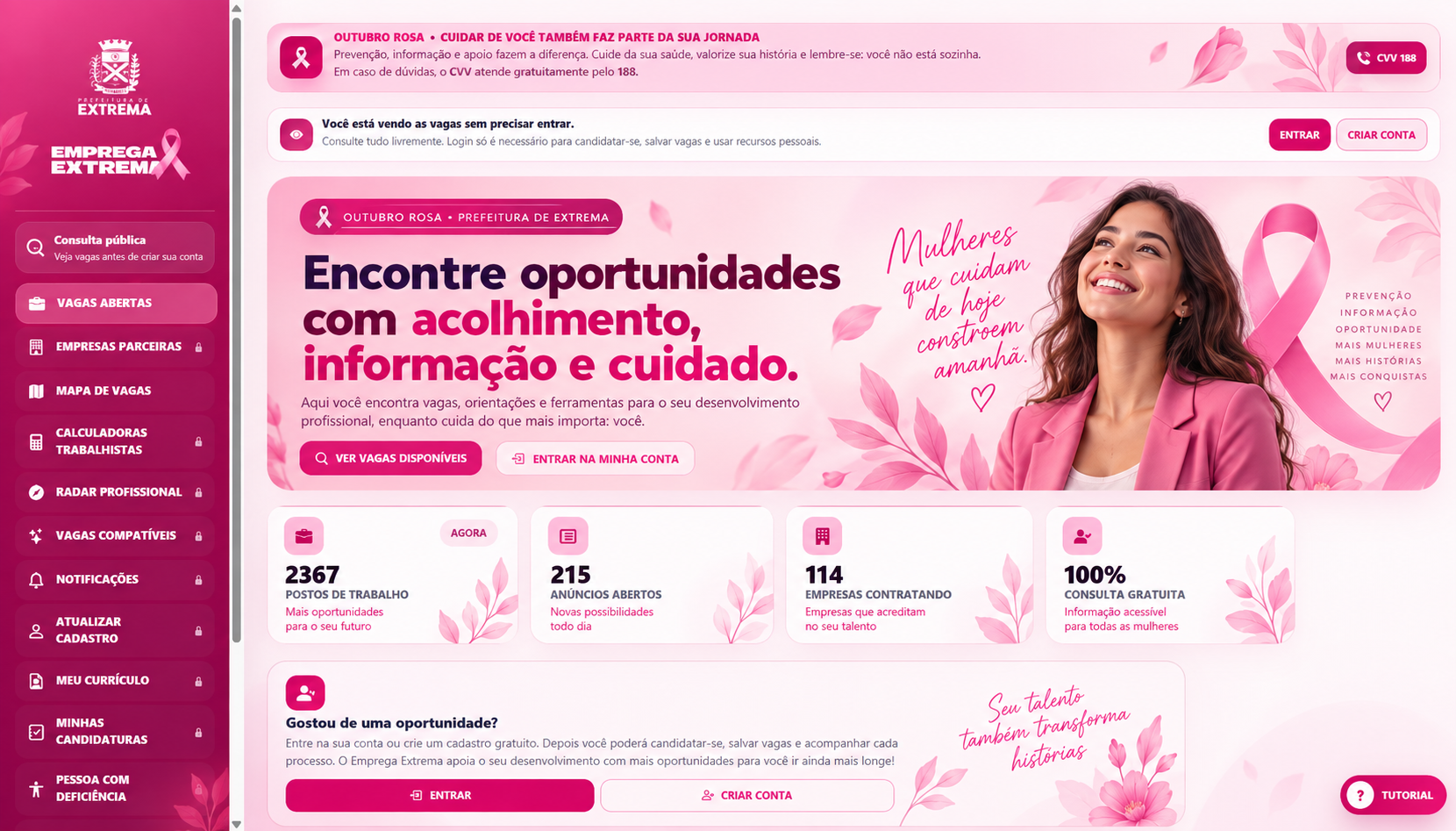Emprega + Extrema veste rosa e reforça a importância da prevenção e do cuidado